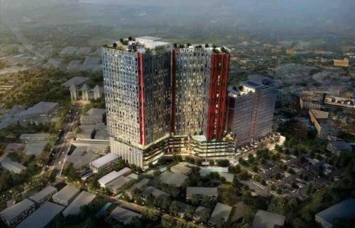 an overhead view of a large building in a city at Beautiful Furnish ALTON Apt UNDIP Semarang in Jatingaleh
