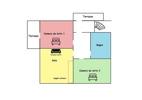 a schematic diagram of a house at Varigotti Tropical Garden - full floor apartment in Varigotti