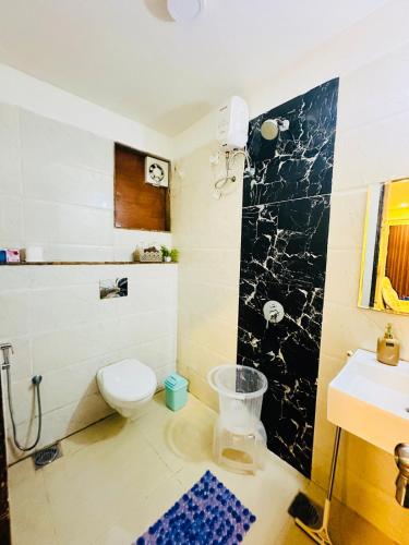 安君纳Spacious 1bhk in Vagator with Pool and near beach的带马桶和水槽的浴室