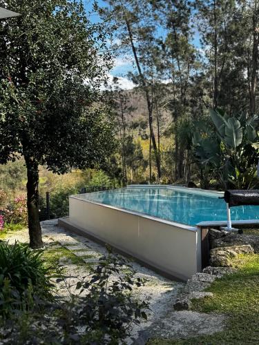 a swimming pool in the middle of a garden at Streliciahouse in Braga