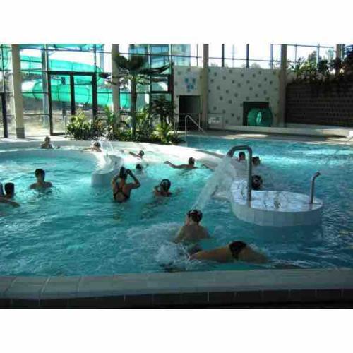 un groupe de personnes dans une piscine dans l'établissement Maison Jardin Proche Paris, à Sainte-Geneviève-des-Bois