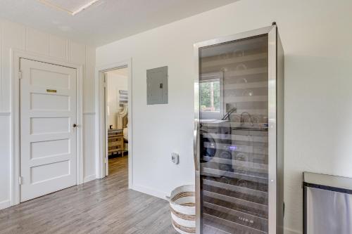 a room with a closet with a glass door at Sonoma County Vacation Rental with Vineyard Views! in Sebastopol