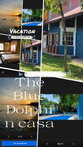 a collage of different pictures of a house at The Blue Dolphin house in Tulián