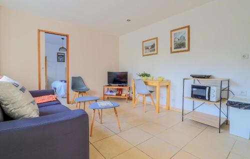 un salon avec un canapé et une télévision dans l'établissement 1 Bedroom Gorgeous Home In Saint-Josse, à Saint-Josse