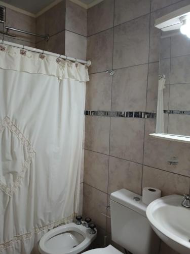 a bathroom with a toilet and a sink at Departamento Martirena in Colón Buenos Aires Province