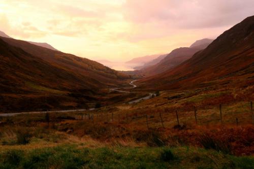 a view of a valley in the mountains at Bains House, Gairloch in Gairloch