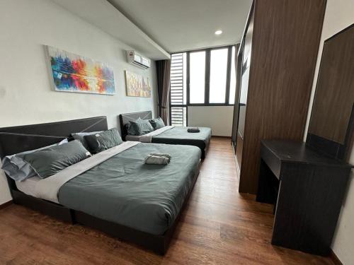Postel nebo postele na pokoji v ubytování 2-12Pax, Free Parking, 3Room 2Bath, Vivacity Jazz 2 Kuching