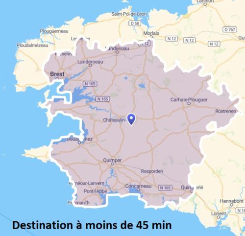 a map ofitzerland with a blue dot at Maison de la Roche du Feu jusqu'à 12 personnes in Gouézec
