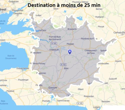 a map ofitzerland with a blue dot at Maison de la Roche du Feu jusqu'à 12 personnes in Gouézec
