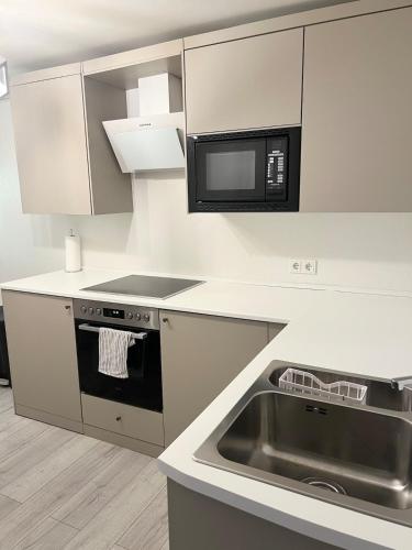 Dapur atau dapur kecil di Gemütliches Studio in Korlingen