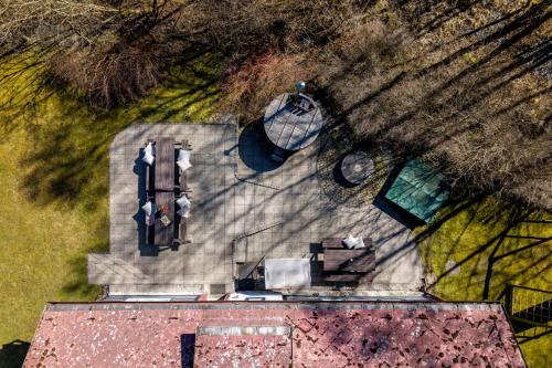 an overhead view of a house with at U Leknínu in Doksy