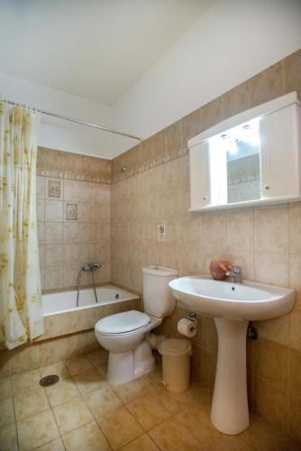 a bathroom with a toilet and a sink and a tub at Olga Dova Apartments in Ioannina
