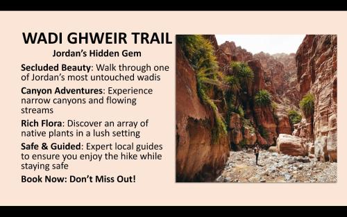 a flyer for a hiking trail in a canyon at Dana Valley Tourism Hotel in Dana