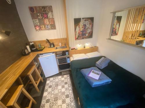 Η κουζίνα ή μικρή κουζίνα στο Le nid Nantais studio cosy à Nantes, parc - expo , stade La Beaujoire