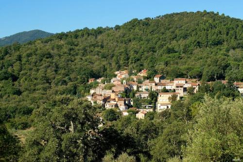 un village sur le flanc d'une montagne dans l'établissement Location de charme Var, à Les Mayons