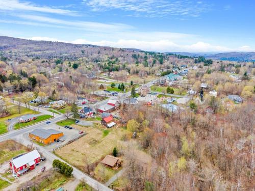 an aerial view of a small town in the mountains at Cozy 3BR Retreat in Downtown Bethlehem - Hot Tub, Trails, Near Ski & Hike in Bethlehem