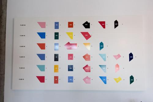a white board with different colored squares on it at Hôtel Belvue in Brussels