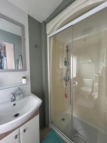 Bilik mandi di VerbKin 6 Berth Caravan Holiday St Osyth Clacton-on-sea - 3 bedrooms