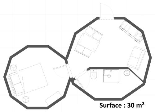 a drawing of a floor plan at Domaine du Balbuzard in Condat-en-Combraille
