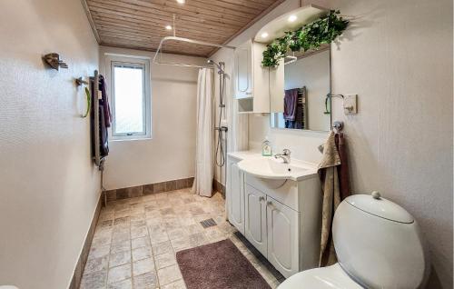 a bathroom with a toilet and a sink at Gorgeous Apartment In Hyltebruk in Hyltebruk
