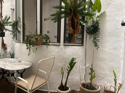 a room with a table and chairs and plants at Liberté in Marseille