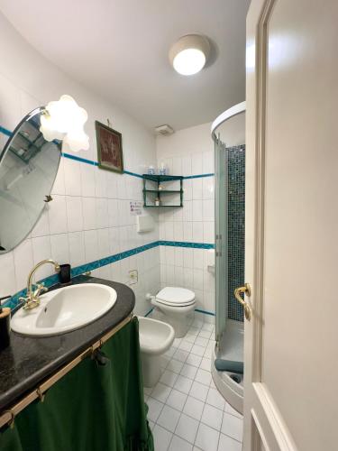 a bathroom with a sink and a toilet and a mirror at Belvedere House in Castel Gandolfo
