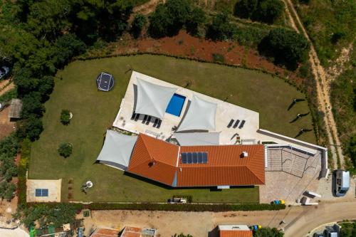 an aerial view of a house with a roof at Villa Panorama Poreč in Mugeba