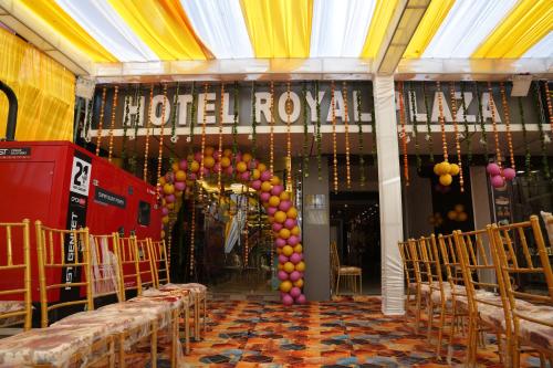 a hotel room with a bunch of tables and balloons at Hotel Royal Plaza in Rishīkesh