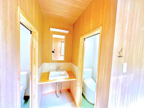 a bathroom with a sink and a toilet at マリンハウス加賀 in Matsue