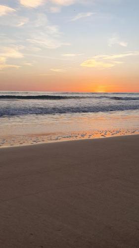 a sandy beach with the ocean and the horizon at Global Sun - Casa Pasco in Playa de Gandia