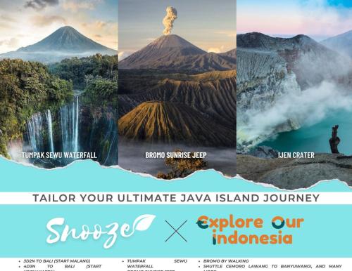 a collage of different photos of a mountain at Snooze Malang in Malang