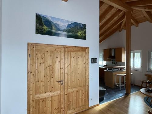 Dapur atau dapur kecil di Ferienhaus mit Traumblick