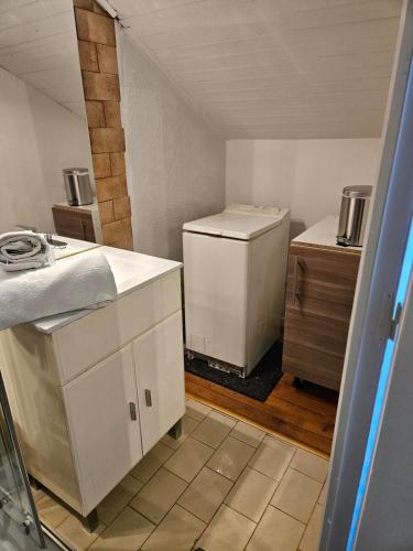 - une cuisine avec lave-linge et sèche-linge dans la chambre dans l'établissement Appartement - Grenoble - Calme, à Grenoble