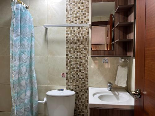 Koupelna v ubytování Hotel Casa Santa Lucía