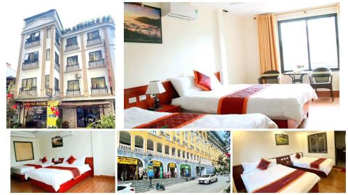 a collage of pictures of a hotel room at Son Ha Hotel SAPA in Sapa