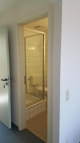 a bathroom with a tub and a large mirror at Hotel Restaurant Teichaue in Adendorf