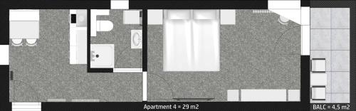 a black and white floor plan of a house at RIOs Apartments in Scharnitz