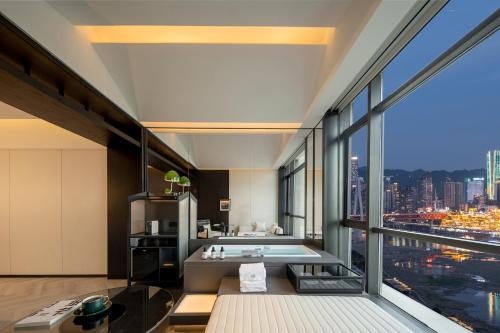 a large room with a view of a city at 重庆Indition英迪逊酒店江北嘴金融城店 in Chongqing