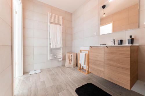 La salle de bains est pourvue d'un lavabo et d'un comptoir. dans l'établissement Les Jardins de la Semm - Parking et Jardin, à Colmar