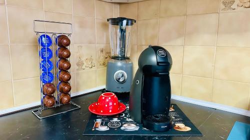 einem Mixer auf einer Küchentheke in der Unterkunft Almeida's House by Férias em Figueira in Figueira da Foz