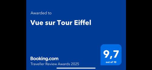 a screenshot of a cell phone with a blue screen at Vue sur Tour Eiffel in Issy-les-Moulineaux