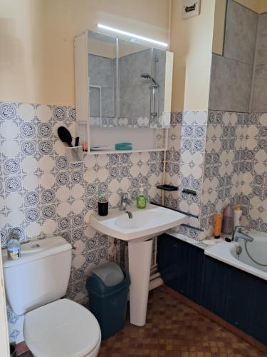 une salle de bain avec toilettes et lavabo dans l'établissement Évasion Berckoise, à Berck-sur-Mer
