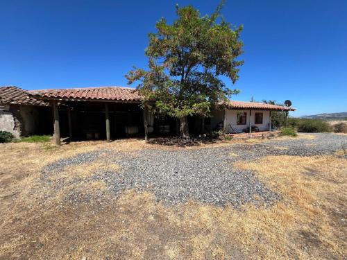 an old house with a tree in the yard at Casa Bagual in Calivoro