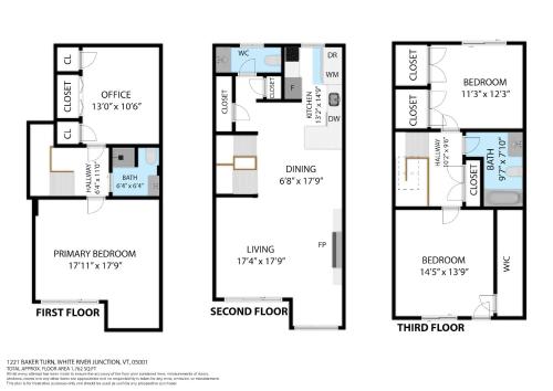 a floor plans of a house at Steps to Ski Trail Fireplace - Kingswood 1B in Quechee