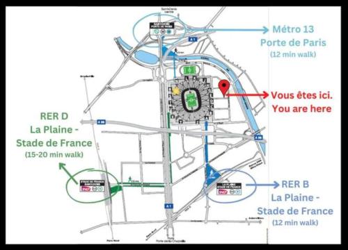a schematic diagram of a parking lot at Grand F2 de 50m2 pour 4 personnes - Paris 10eme Gare du Nord, Stade de France in Saint-Denis