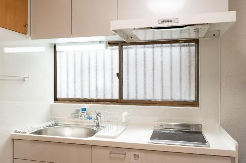 a small kitchen with a sink and a window at APRO STAY Haneda kamata5 in Tokyo
