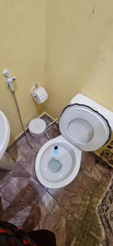a bathroom with a toilet and a sink at Só pra relaxar! in Manaus