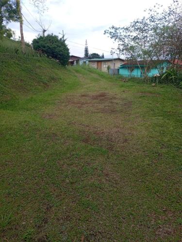 a grassy hill with houses on the side of it at Casa Vera Icon in Coto Brus