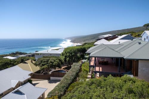 an aerial view of a house and the beach at Ocean Views I Private Properties in Yallingup