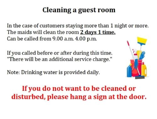 a flyer for cleaning a guest room with a text box at Wish Inn Chidlom - วิช อินน์ ชิดลม ราชดำริ 2 in Pratunam